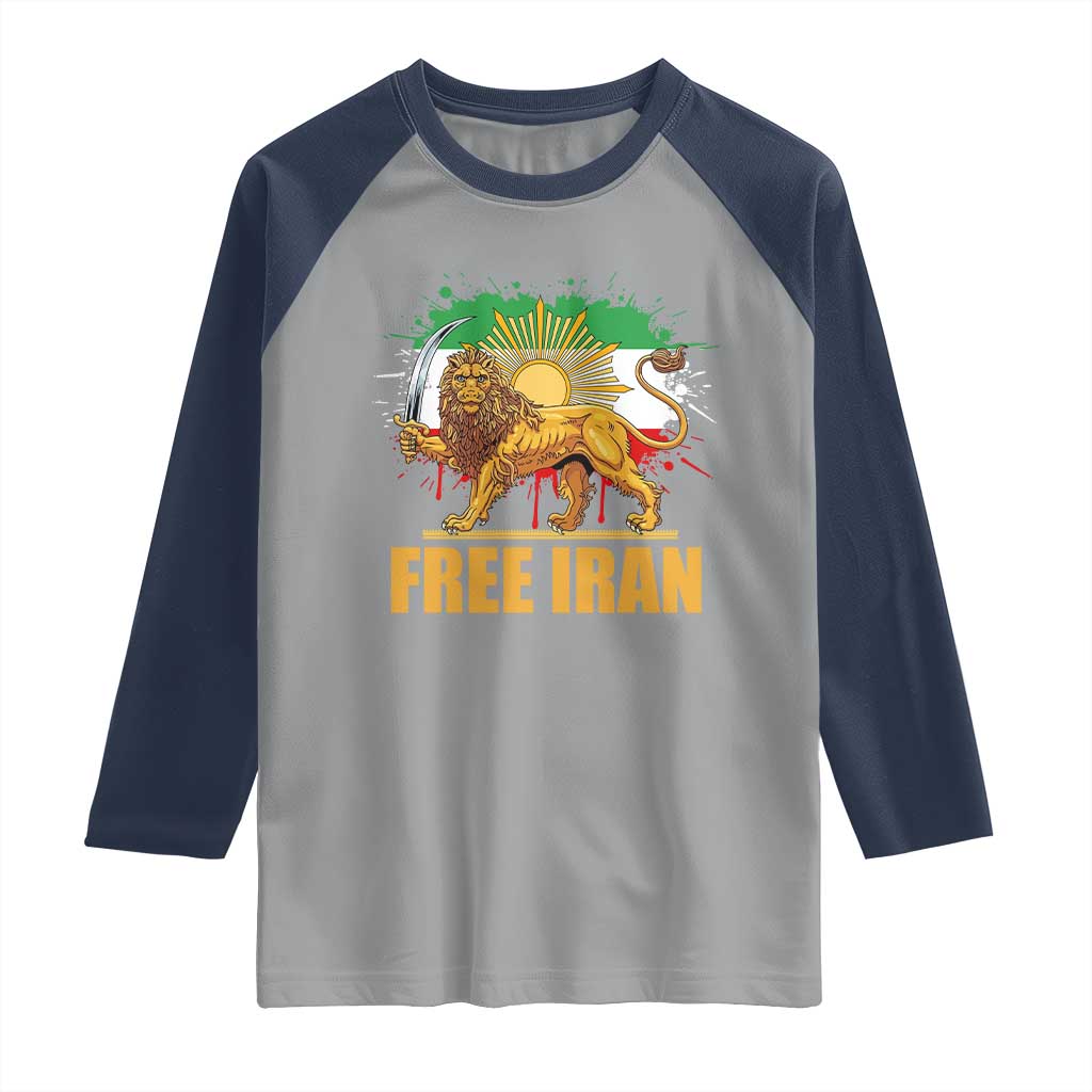 Free Iran Raglan Shirt Iran Flag Lion And Sun Persian Pride Iranian Protests