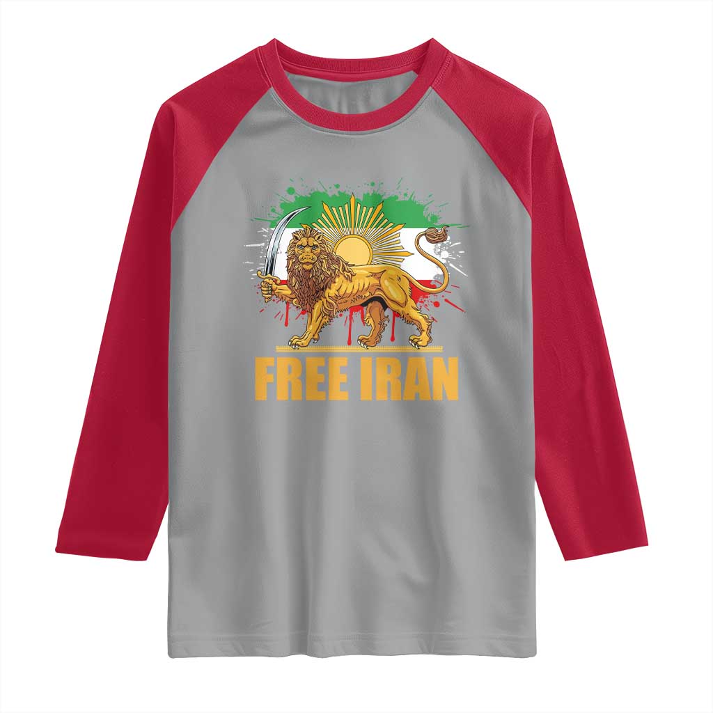 Free Iran Raglan Shirt Iran Flag Lion And Sun Persian Pride Iranian Protests