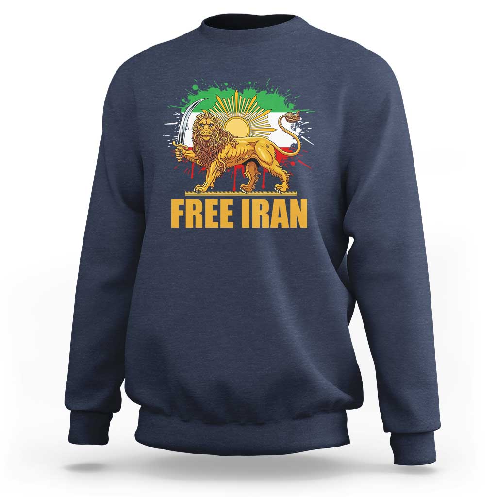 Free Iran Sweatshirt Iran Flag Lion And Sun Persian Pride Iranian Protests