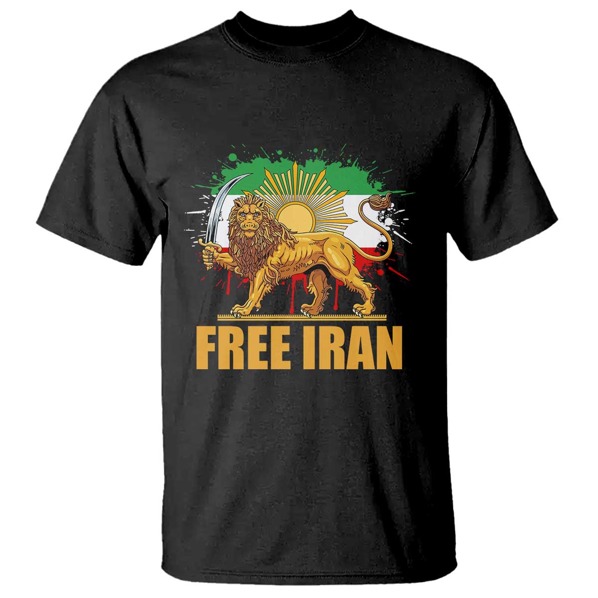 Free Iran T Shirt Iran Flag Lion And Sun Persian Pride Iranian Protests