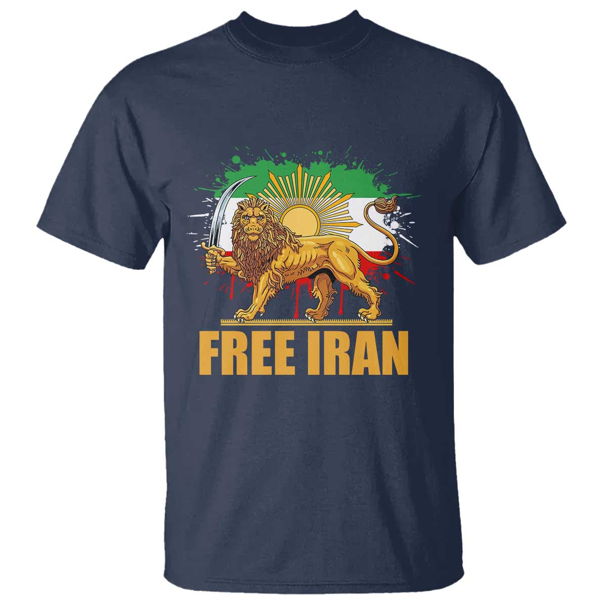 Free Iran T Shirt Iran Flag Lion And Sun Persian Pride Iranian Protests