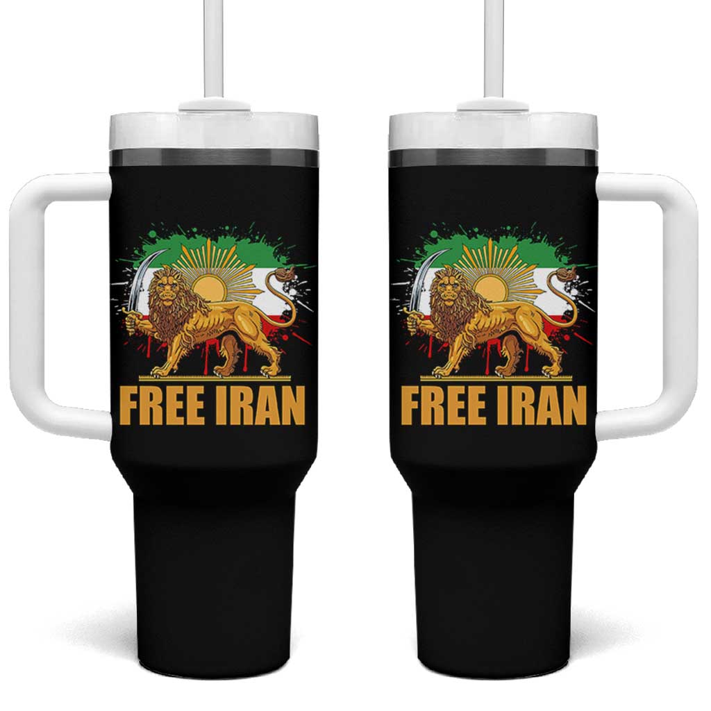 Free Iran Tumbler With Handle Iran Flag Lion And Sun Persian Pride Iranian Protests