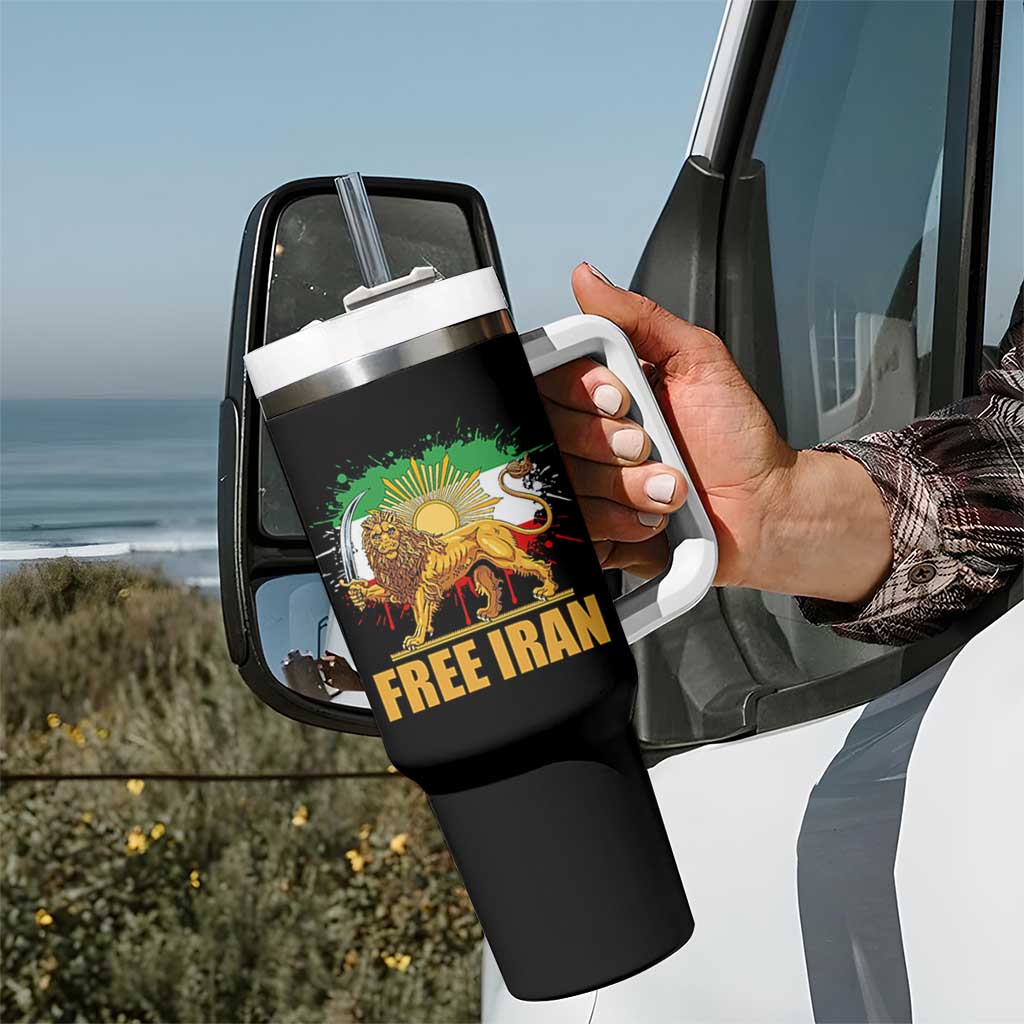 Free Iran Tumbler With Handle Iran Flag Lion And Sun Persian Pride Iranian Protests