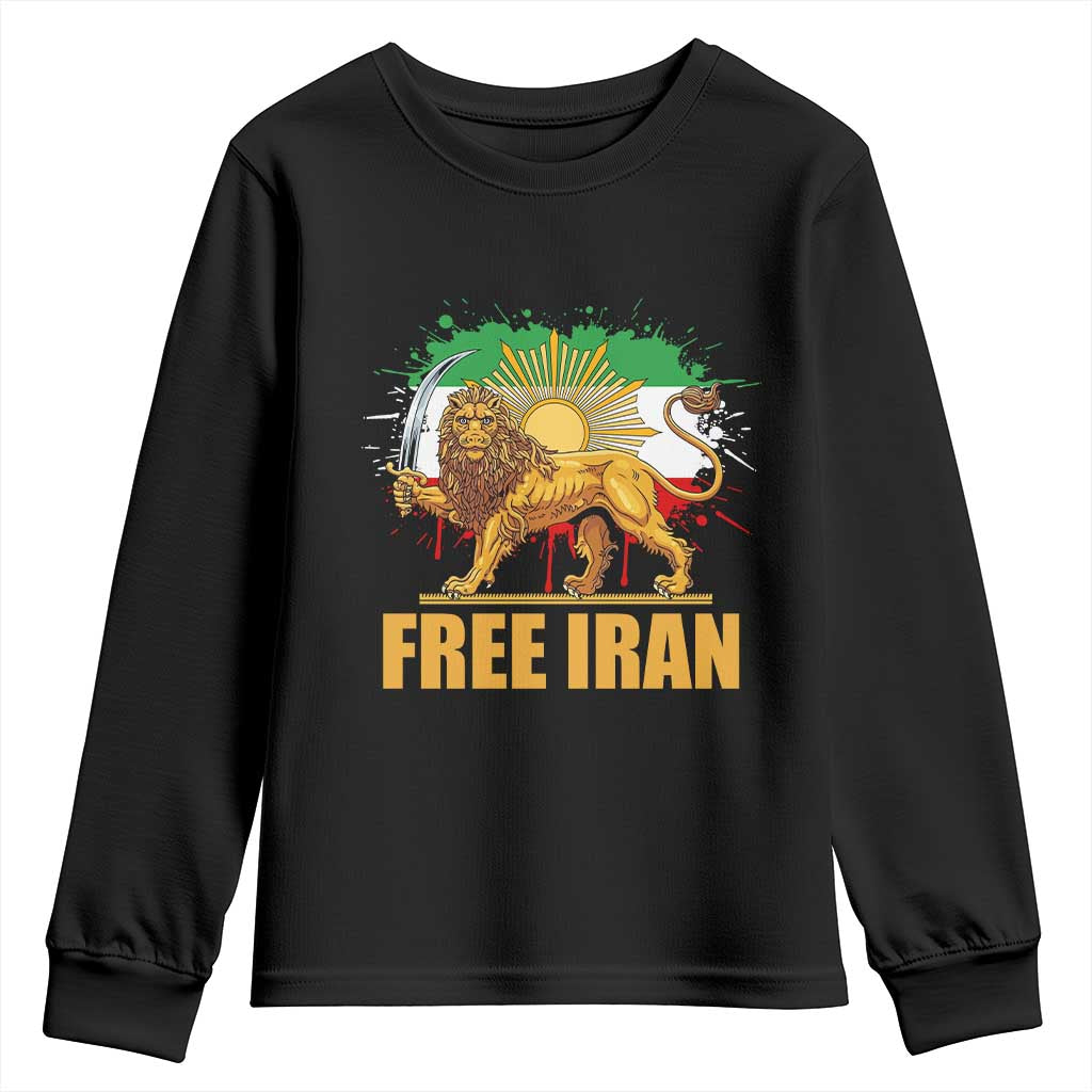 Free Iran Youth Sweatshirt Iran Flag Lion And Sun Persian Pride Iranian Protests