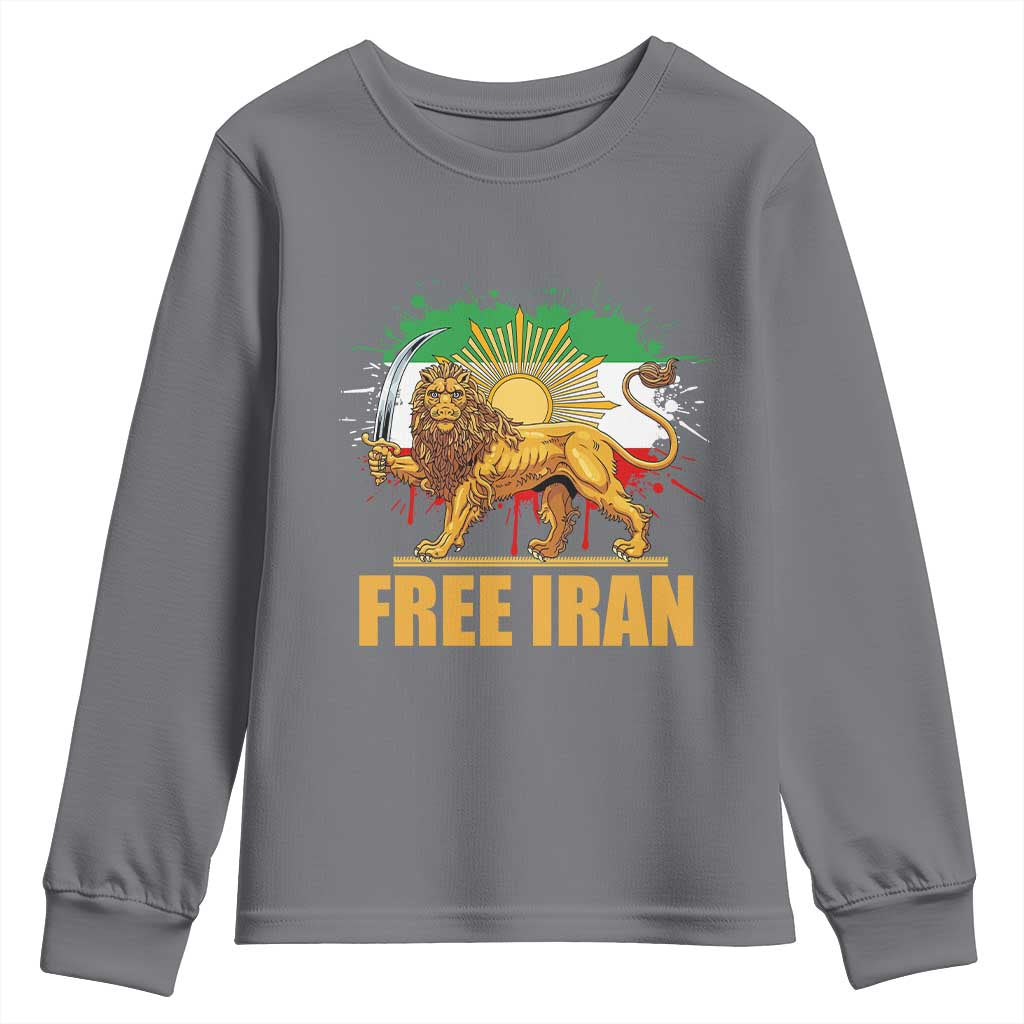 Free Iran Youth Sweatshirt Iran Flag Lion And Sun Persian Pride Iranian Protests