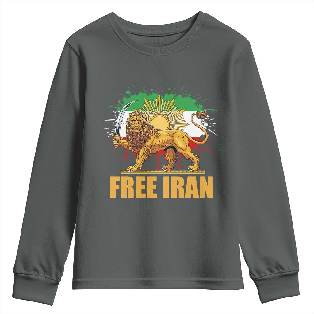 Free Iran Youth Sweatshirt Iran Flag Lion And Sun Persian Pride Iranian Protests