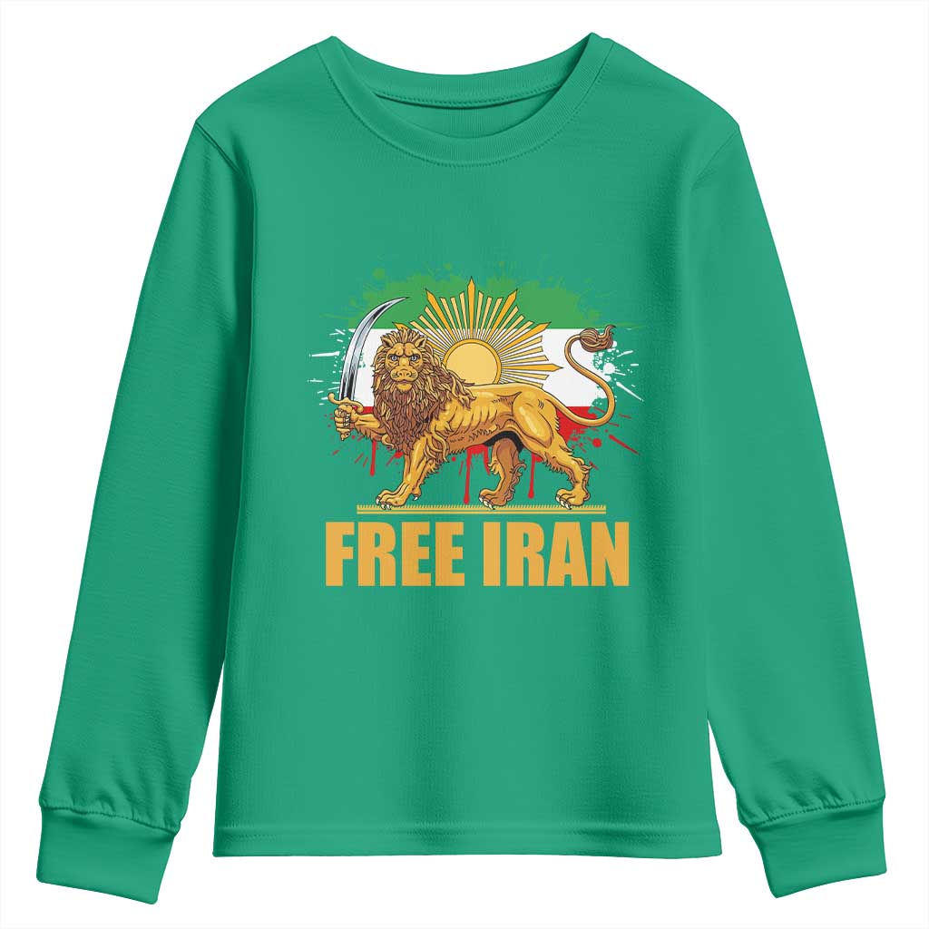 Free Iran Youth Sweatshirt Iran Flag Lion And Sun Persian Pride Iranian Protests