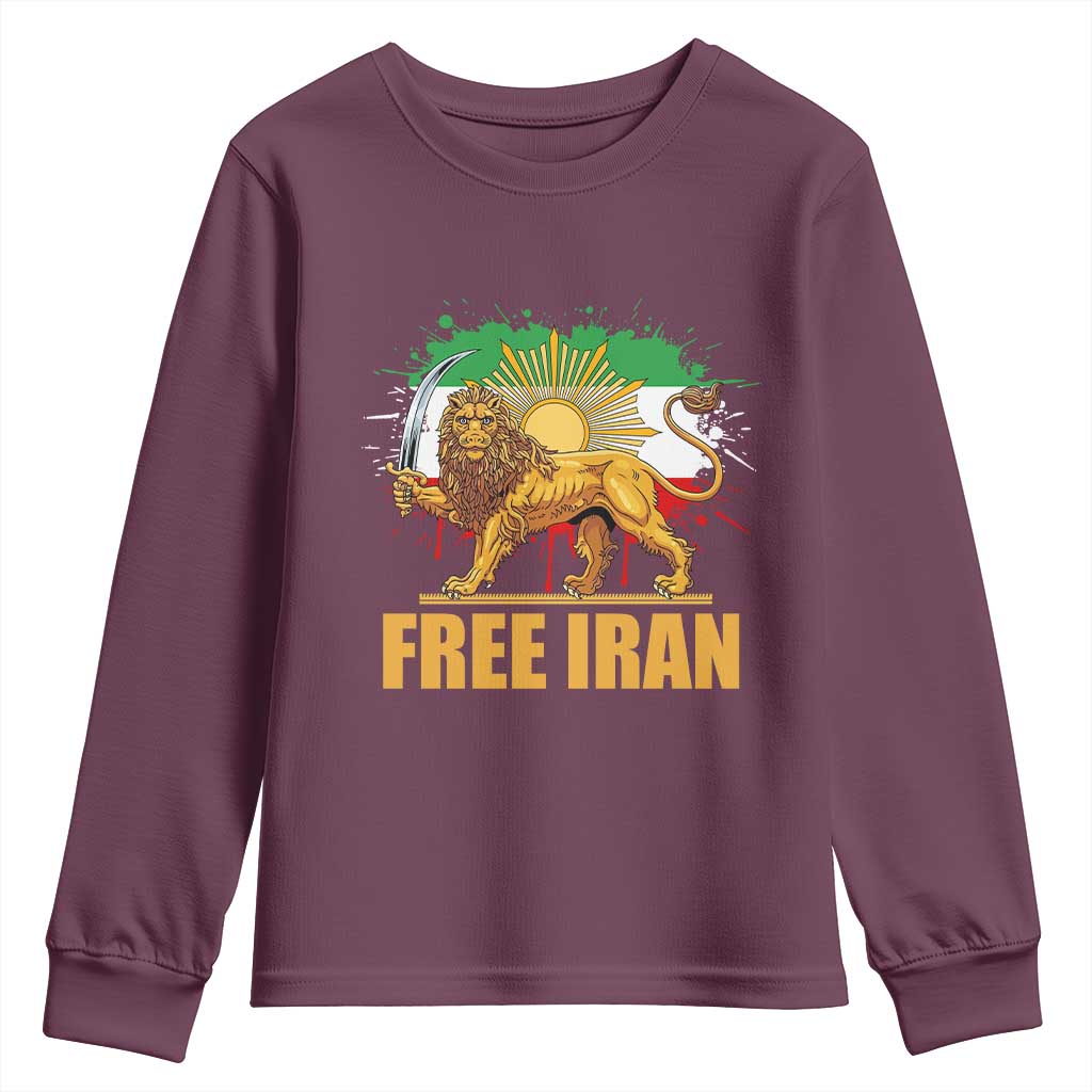 Free Iran Youth Sweatshirt Iran Flag Lion And Sun Persian Pride Iranian Protests