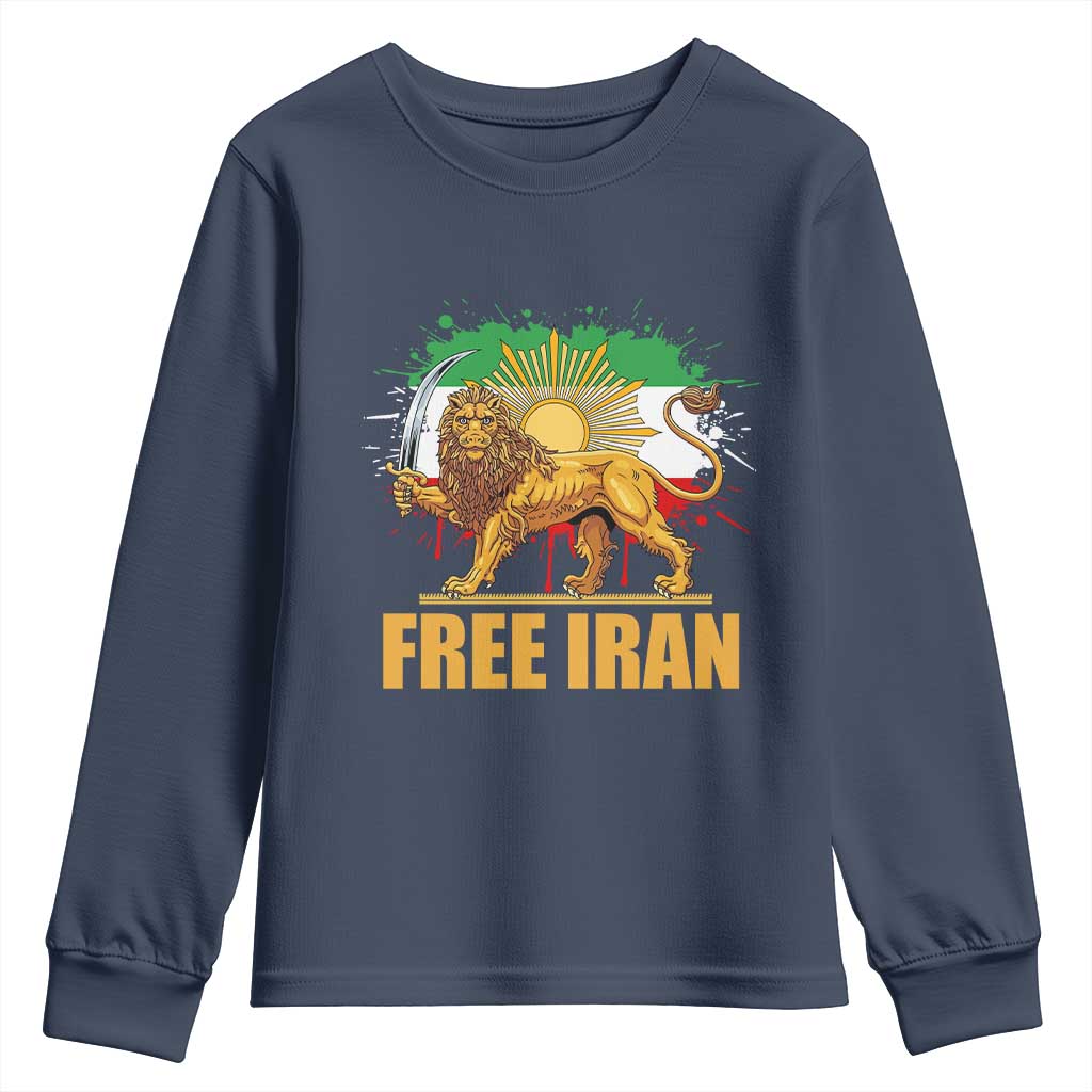 Free Iran Youth Sweatshirt Iran Flag Lion And Sun Persian Pride Iranian Protests