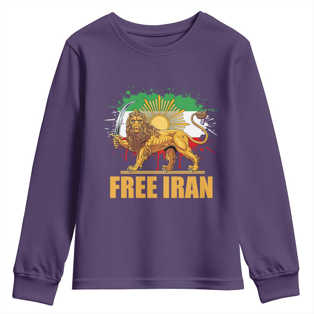 Free Iran Youth Sweatshirt Iran Flag Lion And Sun Persian Pride Iranian Protests