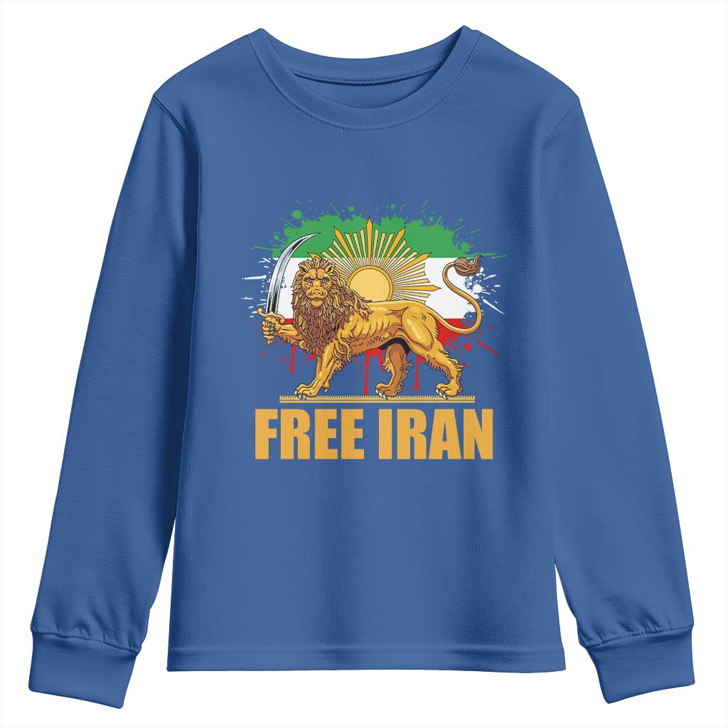 Free Iran Youth Sweatshirt Iran Flag Lion And Sun Persian Pride Iranian Protests