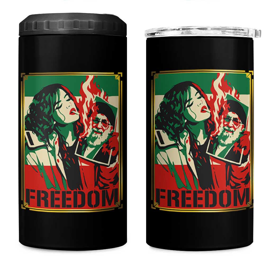 Free Iran Protest 4 in 1 Can Cooler Tumbler Support Women Life Freedom Statement