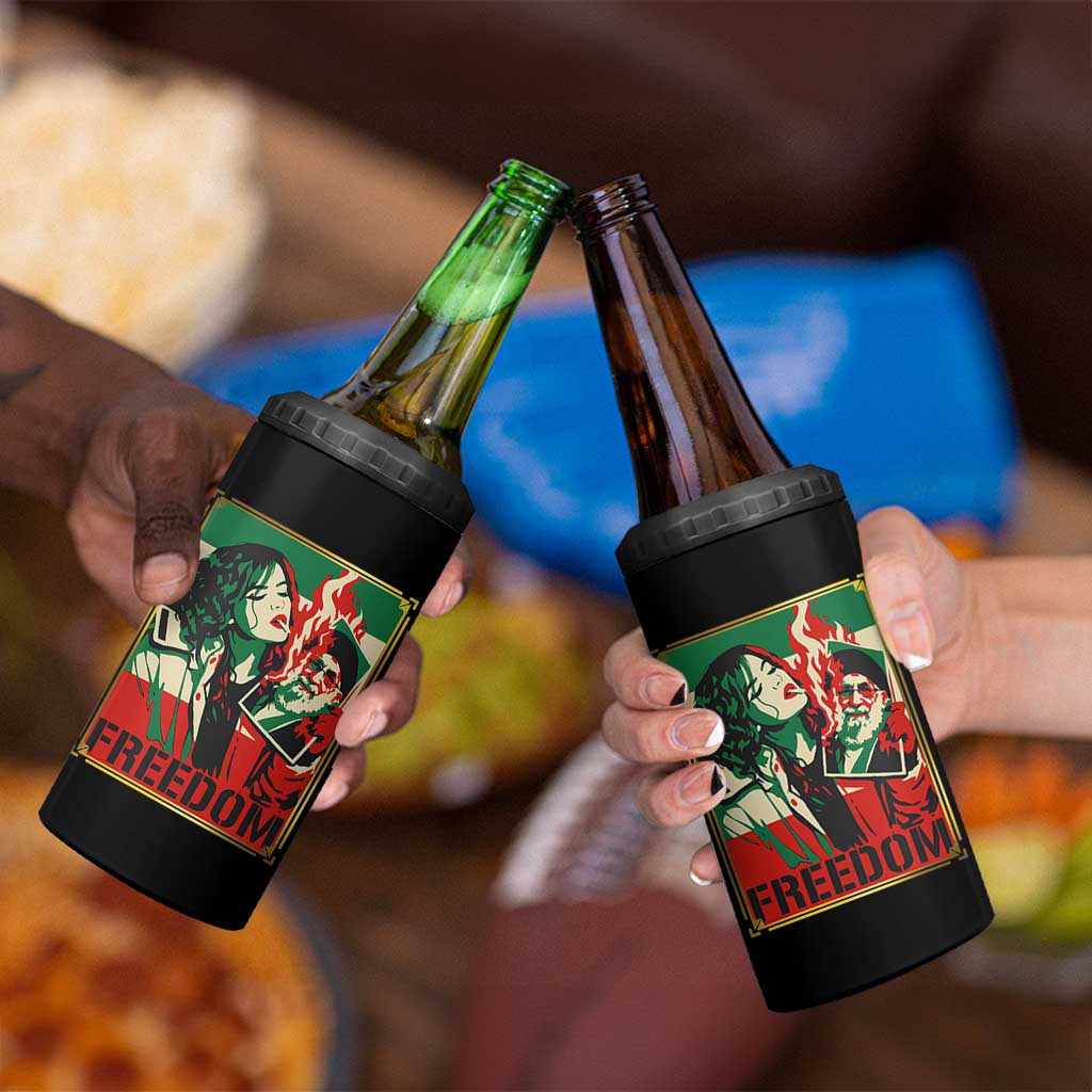 Free Iran Protest 4 in 1 Can Cooler Tumbler Support Women Life Freedom Statement