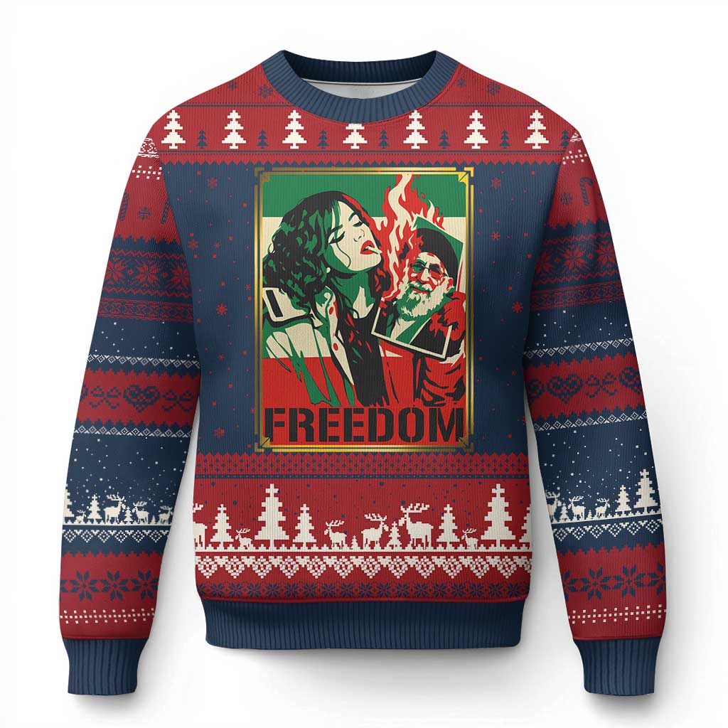Free Iran Protest Ugly Christmas Sweater Support Women Life Freedom Statement