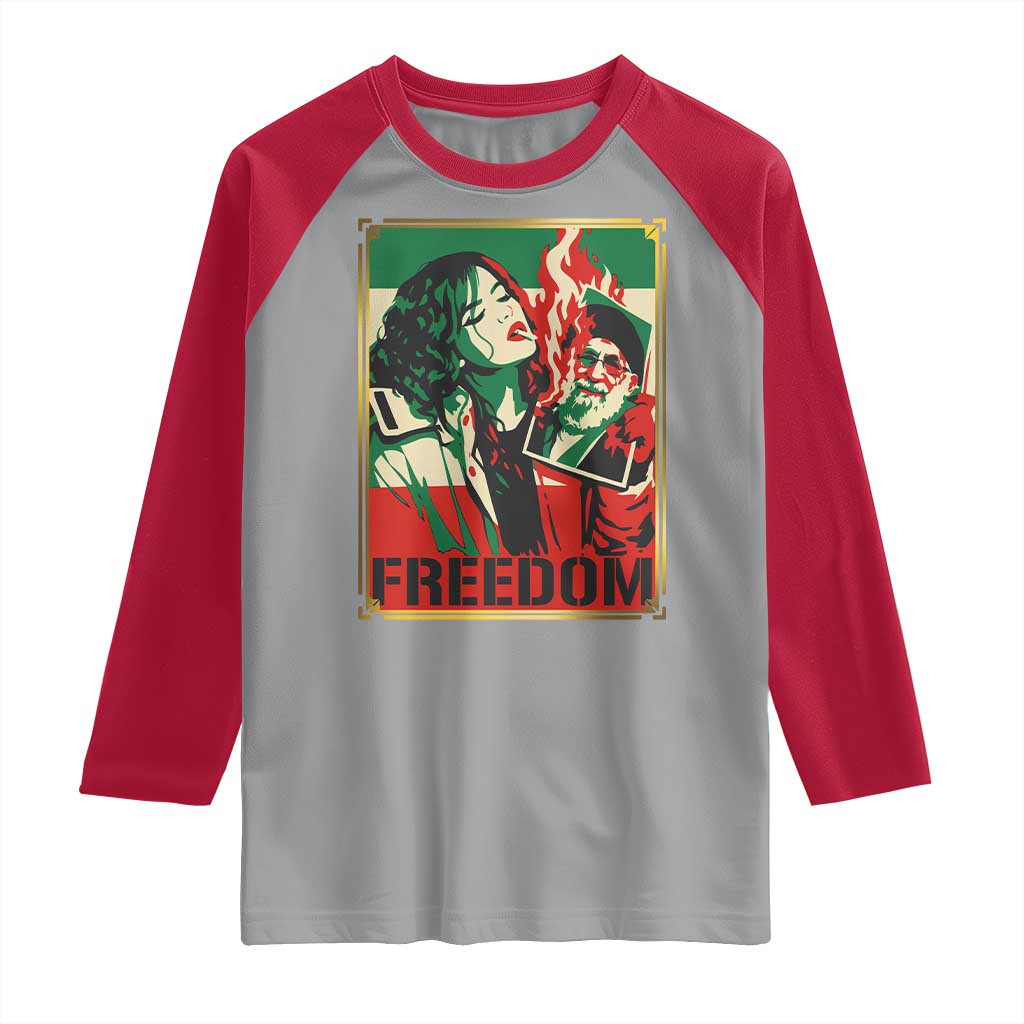 Free Iran Protest Raglan Shirt Support Women Life Freedom Statement