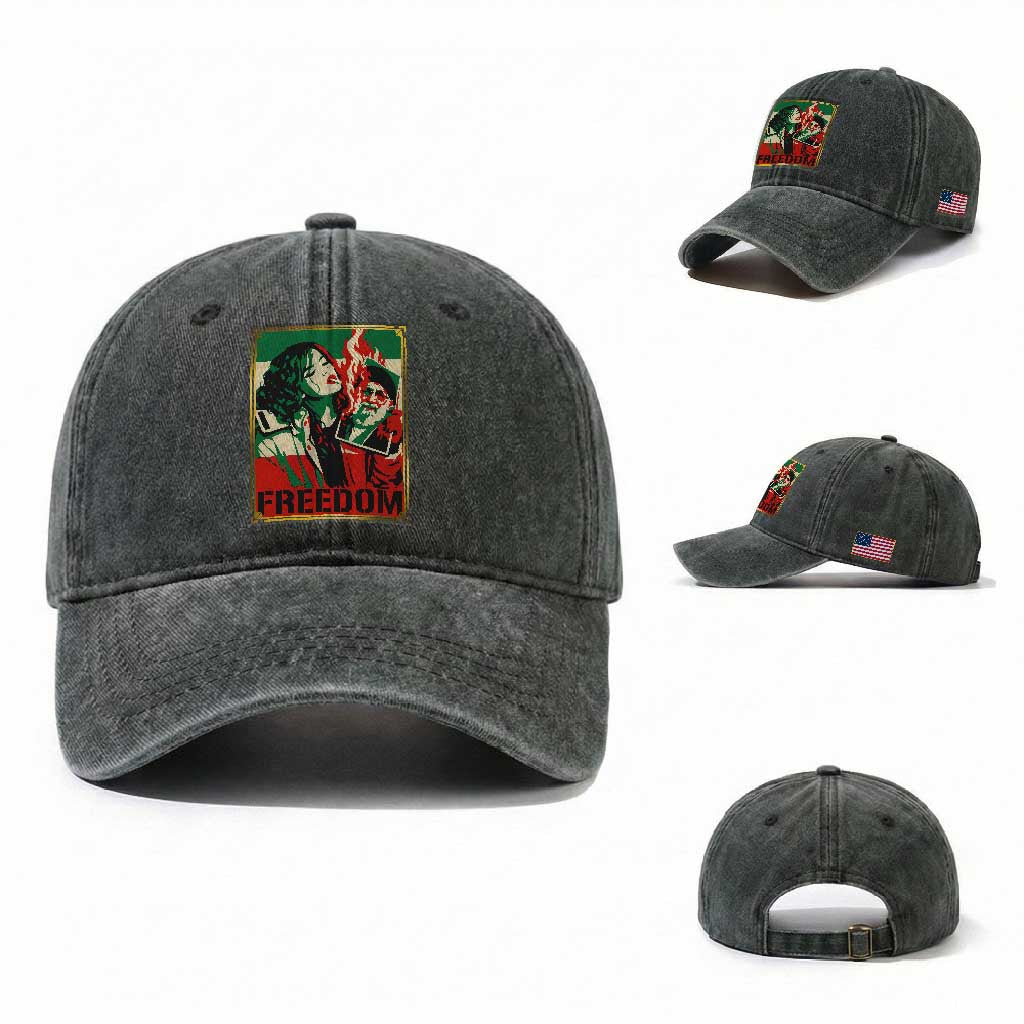 Free Iran Protest Washed Cotton Baseball Cap Support Women Life Freedom Statement