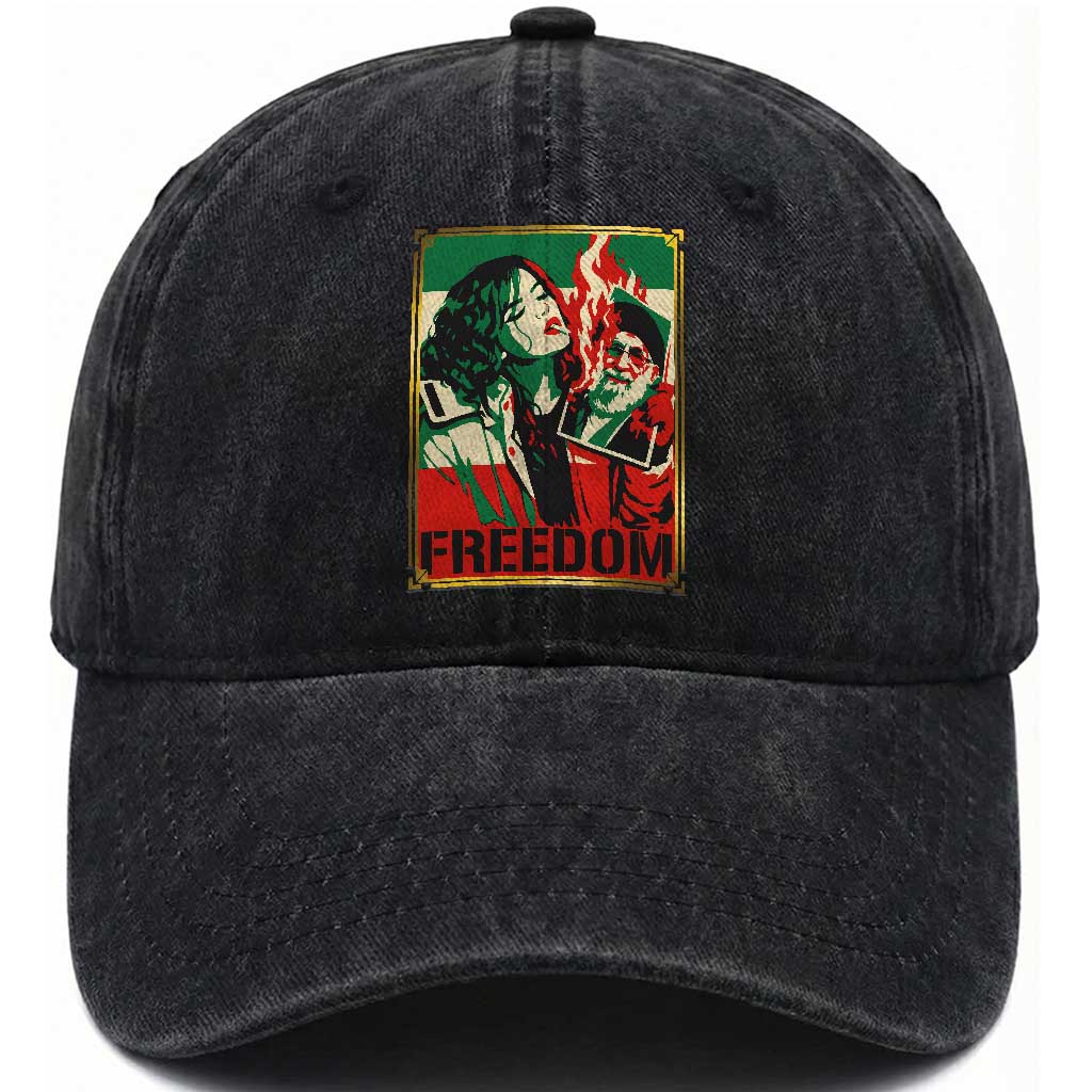 Free Iran Protest Washed Cotton Baseball Cap Support Women Life Freedom Statement