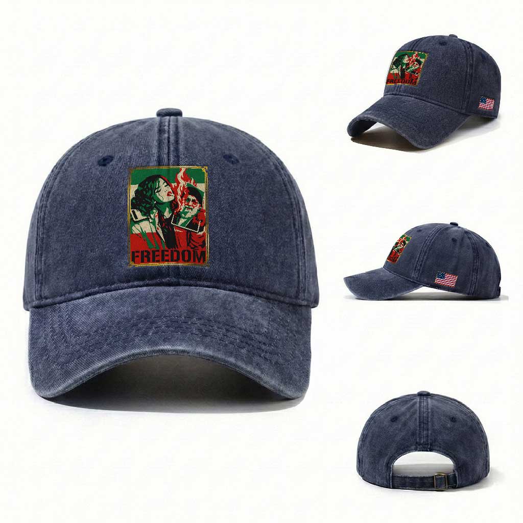 Free Iran Protest Washed Cotton Baseball Cap Support Women Life Freedom Statement