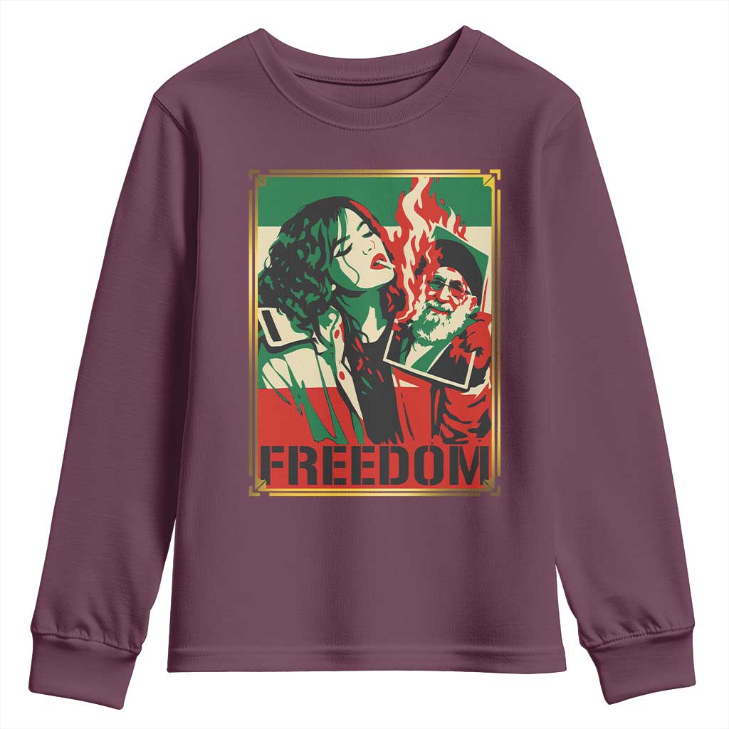 Free Iran Protest Youth Sweatshirt Support Women Life Freedom Statement