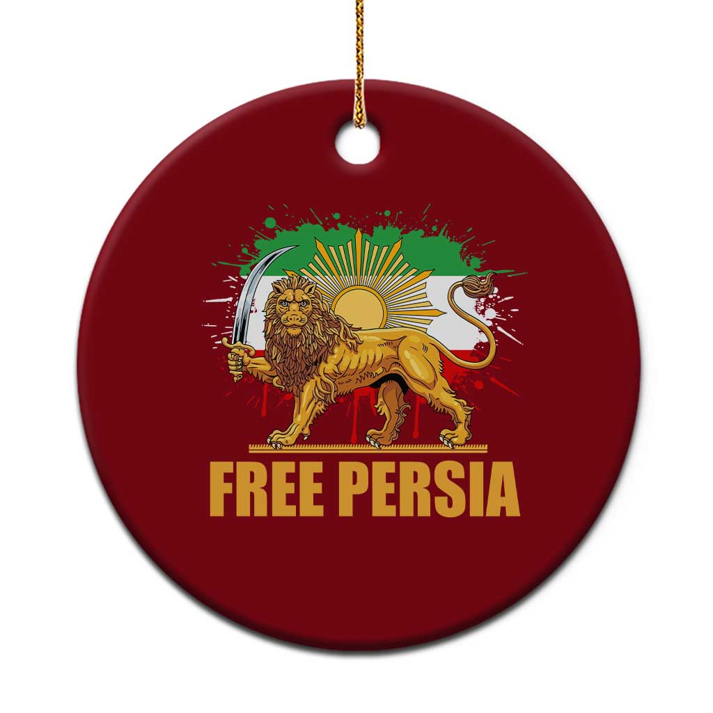 Free Persian Ceramic Ornament Iran Flag Lion And Sun Persian Pride Iranian Protests