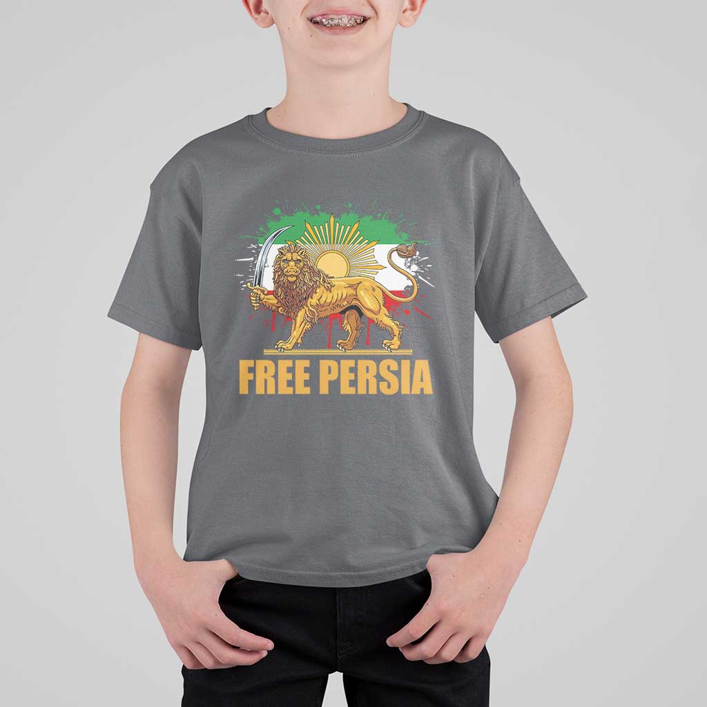 Free Persian T Shirt For Kid Iran Flag Lion And Sun Persian Pride Iranian Protests
