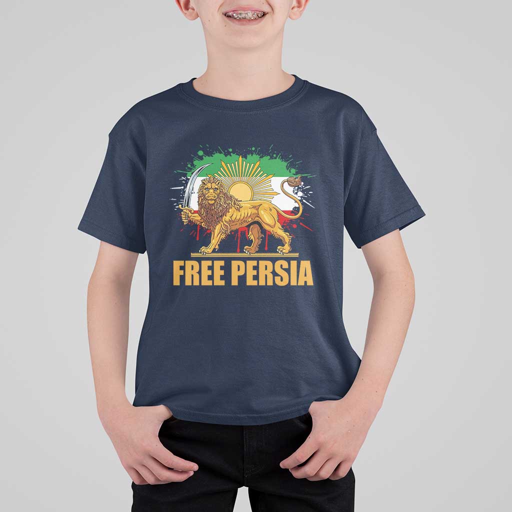 Free Persian T Shirt For Kid Iran Flag Lion And Sun Persian Pride Iranian Protests