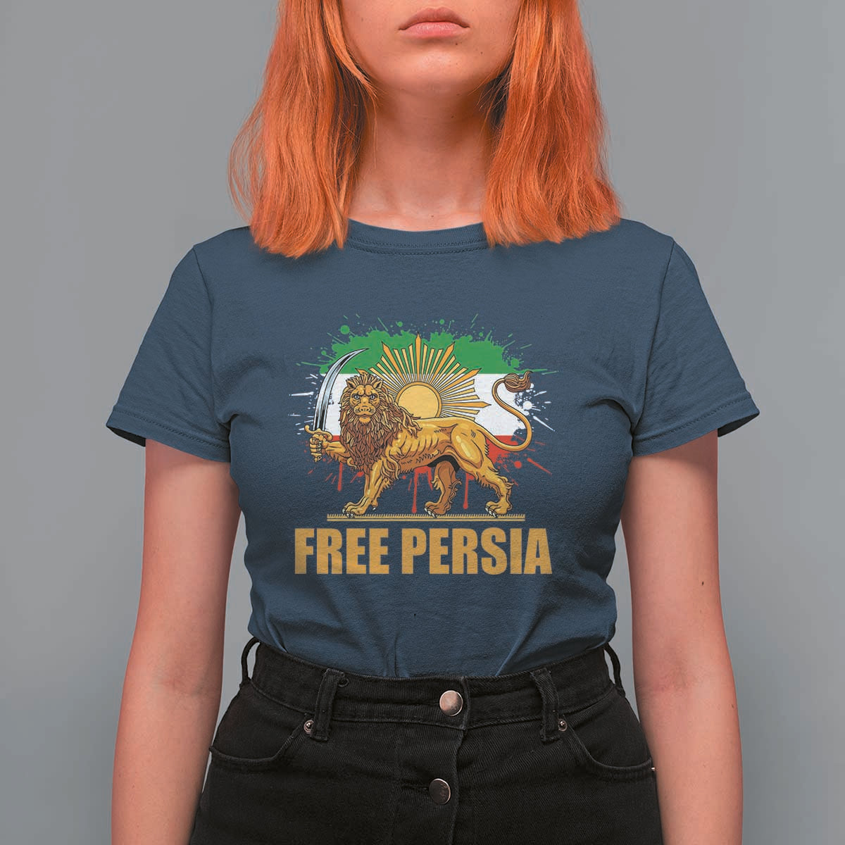 Free Persian T Shirt For Women Iran Flag Lion And Sun Persian Pride Iranian Protests