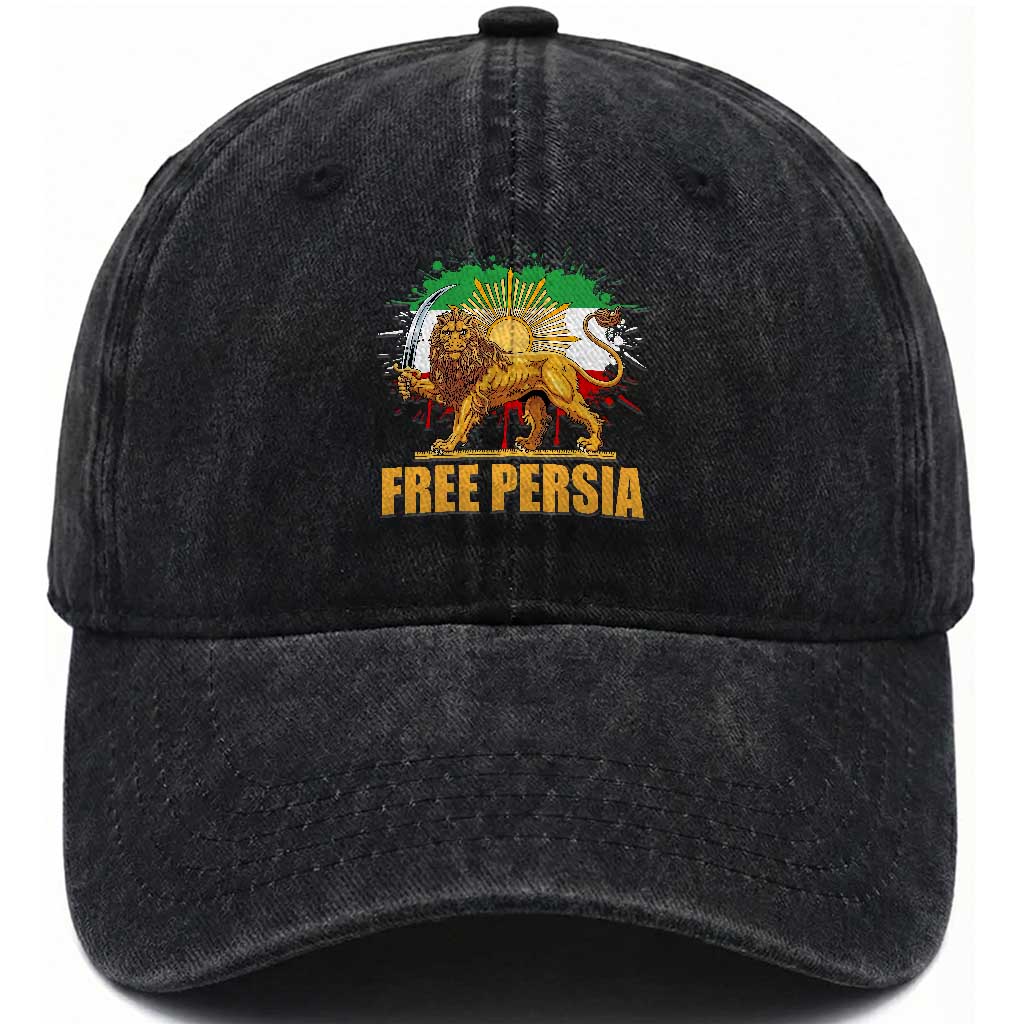 Free Persian Washed Cotton Baseball Cap Iran Flag Lion And Sun Persian Pride Iranian Protests