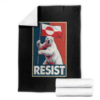 Resist Greenland Polar Bear Holding Flag Art Throw Blanket Resistance Political