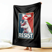 Resist Greenland Polar Bear Holding Flag Art Throw Blanket Resistance Political