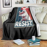 Resist Greenland Polar Bear Holding Flag Art Throw Blanket Resistance Political