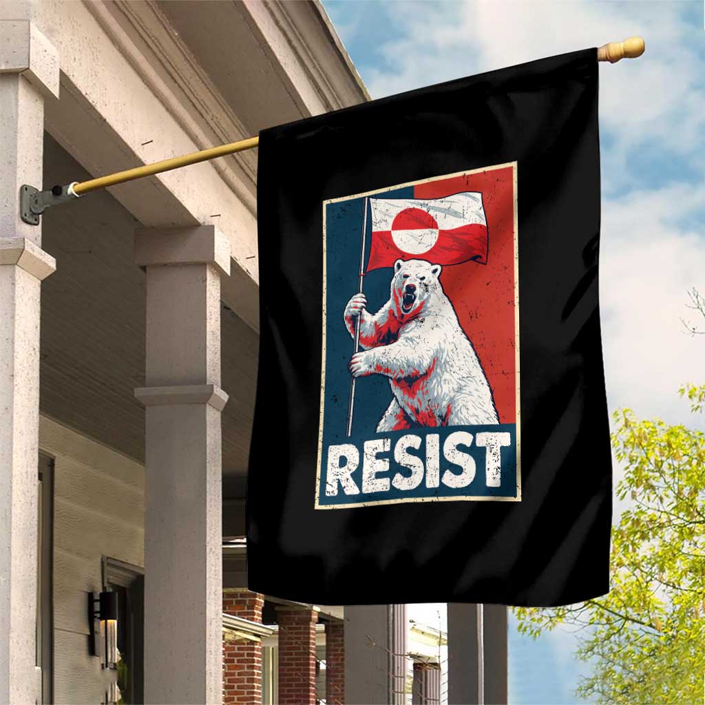 Resist Greenland Polar Bear Holding Flag Art Garden Flag Resistance Political