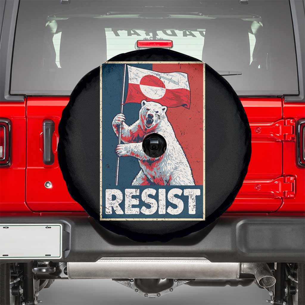 Resist Greenland Polar Bear Holding Flag Art Spare Tire Cover Resistance Political