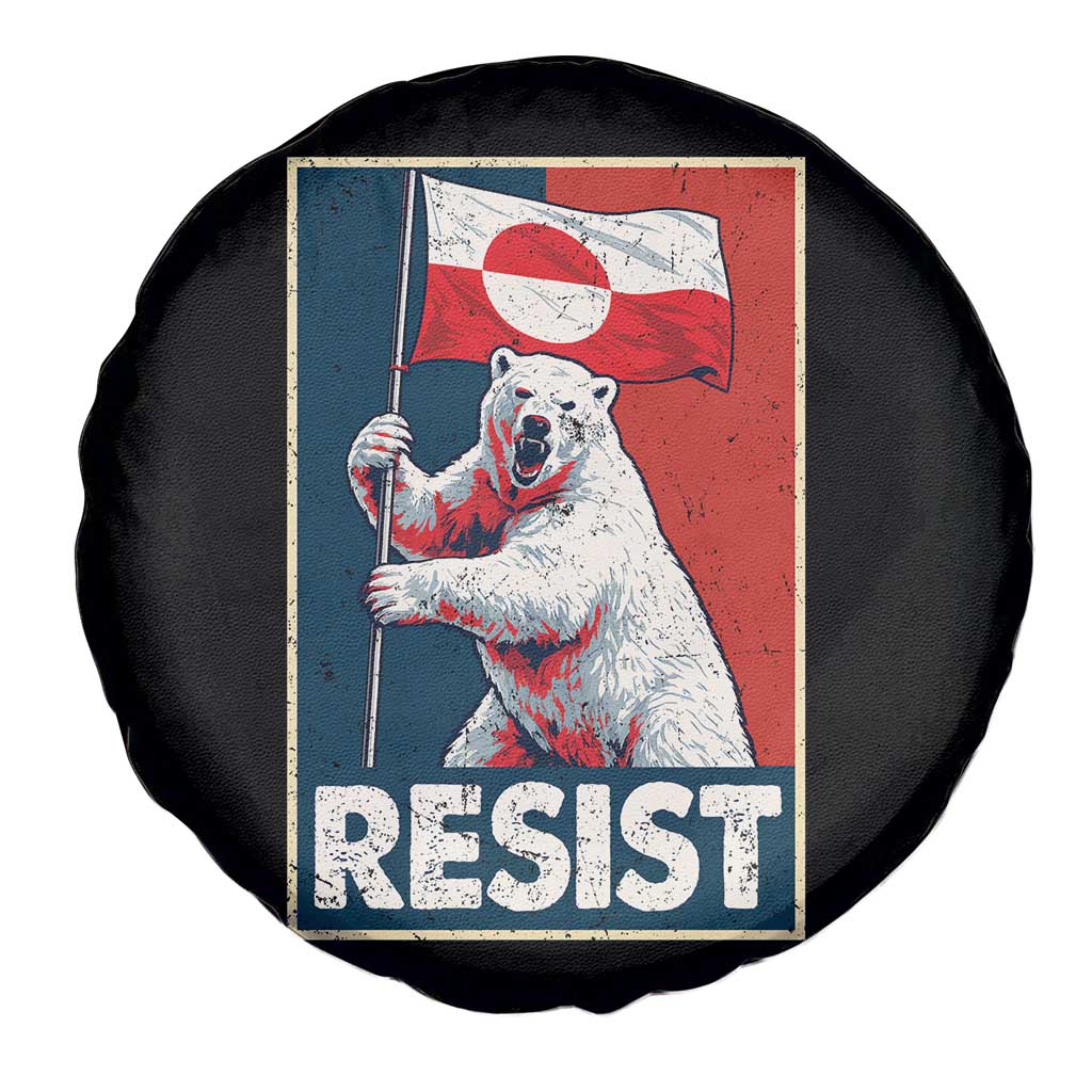 Resist Greenland Polar Bear Holding Flag Art Spare Tire Cover Resistance Political