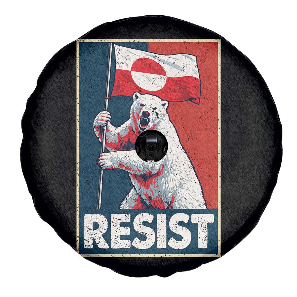 Resist Greenland Polar Bear Holding Flag Art Spare Tire Cover Resistance Political