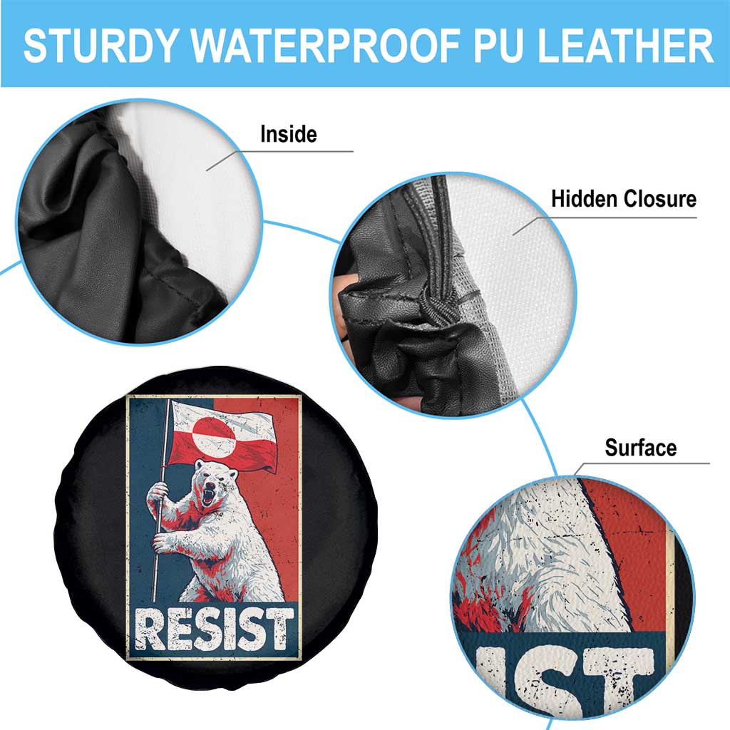 Resist Greenland Polar Bear Holding Flag Art Spare Tire Cover Resistance Political