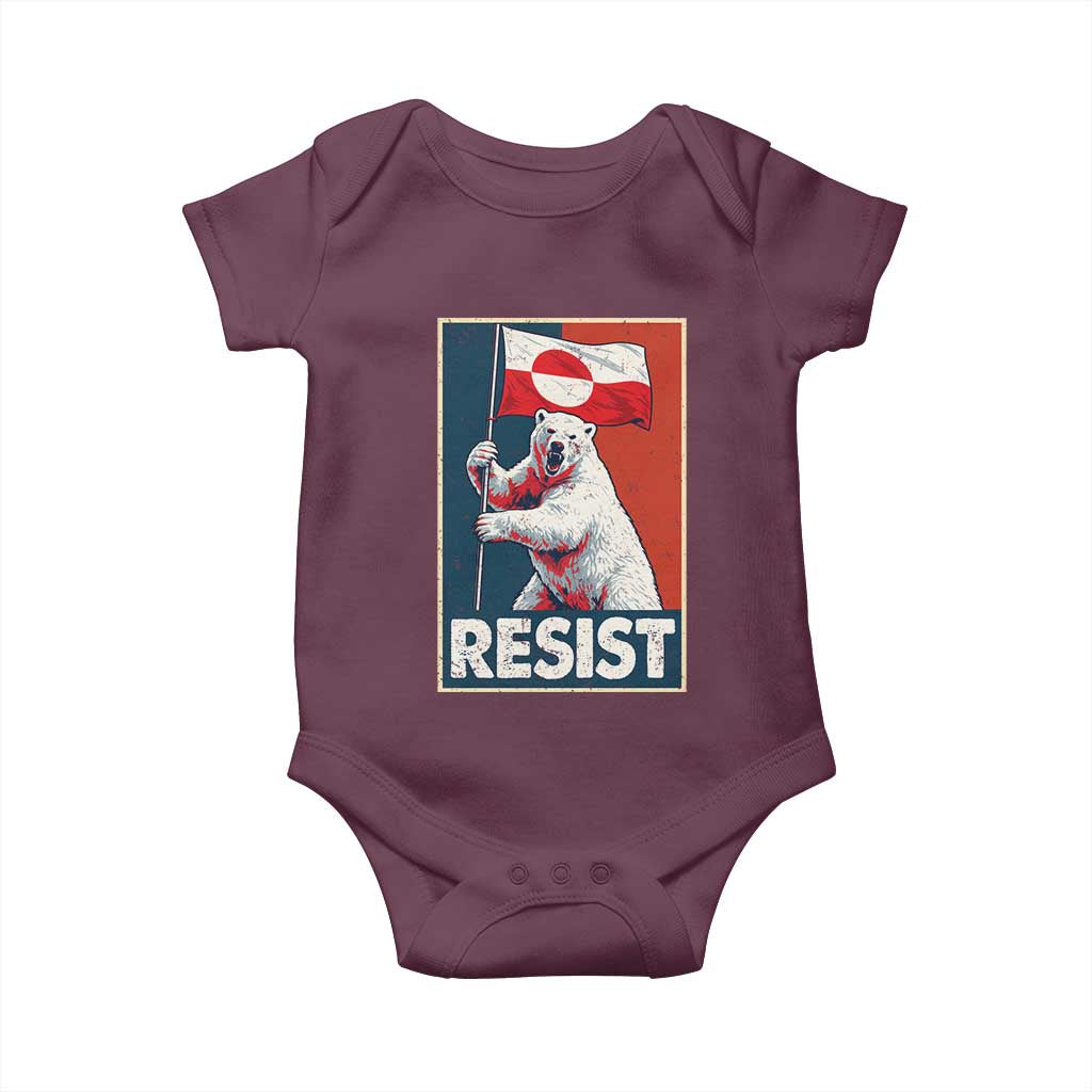 Resist Greenland Polar Bear Holding Flag Art Baby Onesie Resistance Political