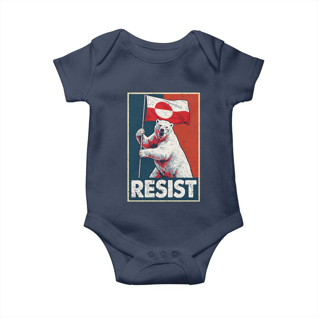 Resist Greenland Polar Bear Holding Flag Art Baby Onesie Resistance Political