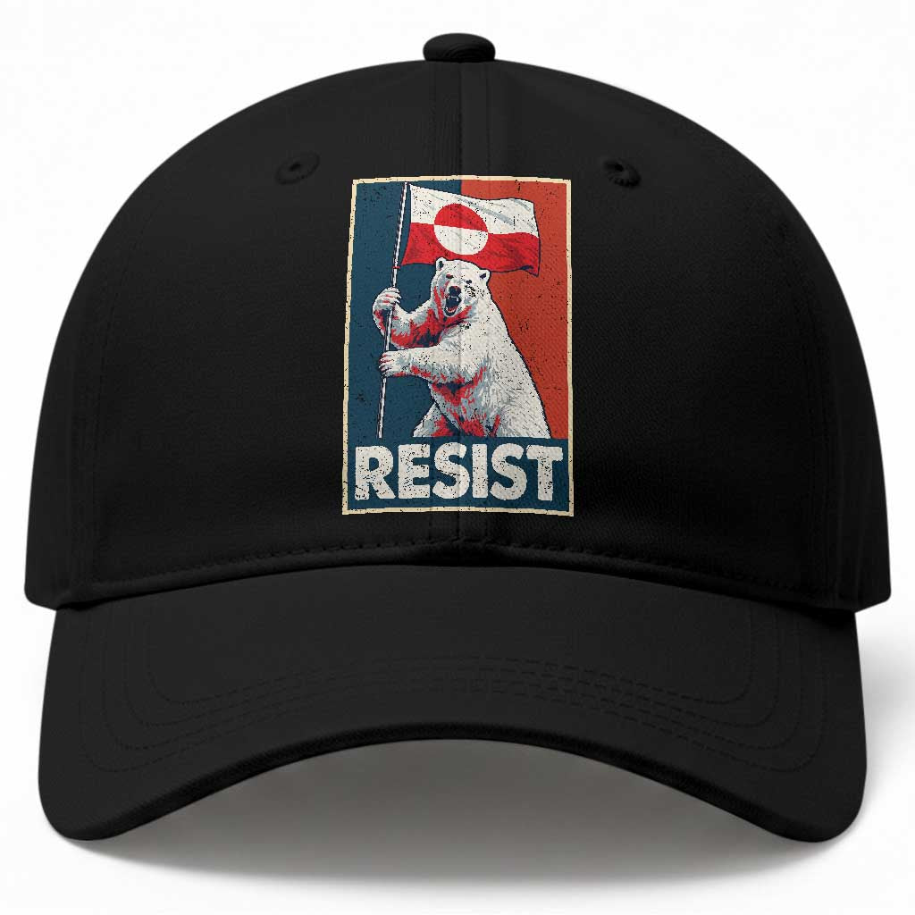 Resist Greenland Polar Bear Holding Flag Art Baseball Cap Resistance Political