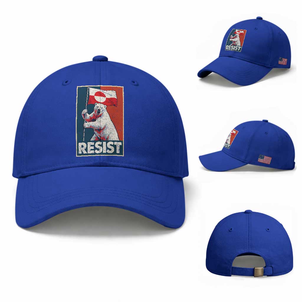 Resist Greenland Polar Bear Holding Flag Art Baseball Cap Resistance Political