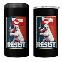 Resist Greenland Polar Bear Holding Flag Art 4 in 1 Can Cooler Tumbler Resistance Political