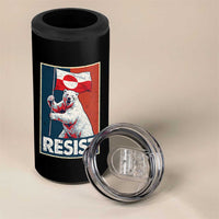 Resist Greenland Polar Bear Holding Flag Art 4 in 1 Can Cooler Tumbler Resistance Political