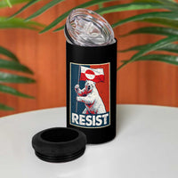 Resist Greenland Polar Bear Holding Flag Art 4 in 1 Can Cooler Tumbler Resistance Political