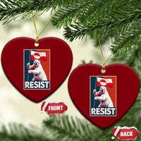 Resist Greenland Polar Bear Holding Flag Art Ceramic Ornament Resistance Political