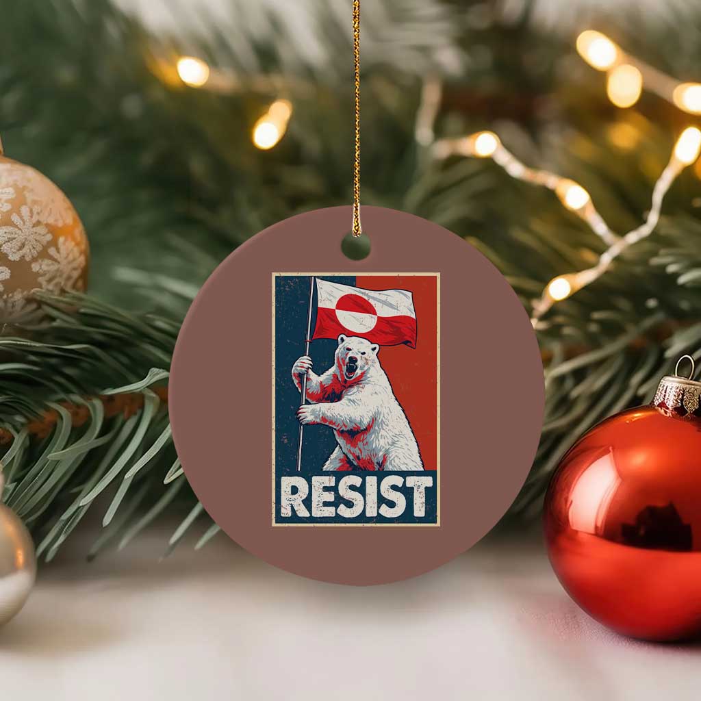 Resist Greenland Polar Bear Holding Flag Art Ceramic Ornament Resistance Political