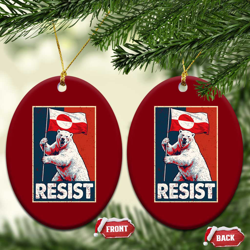 Resist Greenland Polar Bear Holding Flag Art Ceramic Ornament Resistance Political