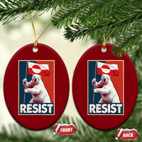 Resist Greenland Polar Bear Holding Flag Art Ceramic Ornament Resistance Political