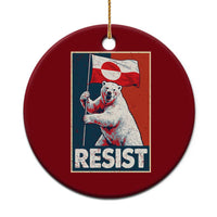 Resist Greenland Polar Bear Holding Flag Art Ceramic Ornament Resistance Political