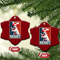 Resist Greenland Polar Bear Holding Flag Art Ceramic Ornament Resistance Political
