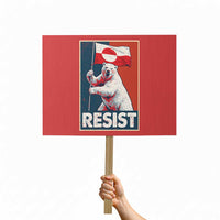 Resist Greenland Polar Bear Holding Flag Art Protest Sign Resistance Political